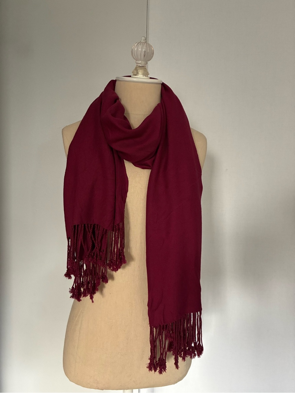 Jones New York Burgundy Fringe Scarf